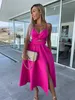 Summer New Fashion Celebrity Deep v Hollow Out Duże Hem Split Suteded Dress 23017