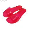 2022 Summer Women Candy Color Transparent Slides Flat Bottom Plus Size Beach Sandals Shoes Ladies Casual One-word Jelly Slippers L230518