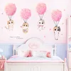 Ins Pink Flower Cute Cat Adesivi murali Ragazza Camera da letto Sfondo Decorazioni murali Decorazioni per la casa Decorazioni Adesivo autoadesivo per camera dei bambini