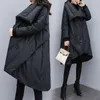 Femmes vers le bas 2023 hiver ample grande taille mi-longueur noir mince manteau manteau veste épaissir femmes