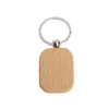 Keychains Lanyards Natural Wood Key Ring Round Square Anti Lost Wood Accessories Gifts Drop Delivery Fashion DHBOD