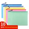 Anteckningar 10st Mesh Zipper Pouch Document Bag Waterproof Zip File Mappar A4 A5 A6 School Office Supplies Pencil Case Storage Bags 230607