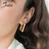 Hoop Boucles D'oreilles Joolim Bijoux Haute Qualité PVD En Gros Étanche Simple Géométrique Rectangle En Acier Inoxydable Boucle D'oreille Pour Les Femmes