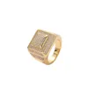 Clusterringen Hip Hop Square gieten glanzend 18k echt goud vergulde kubieke zirkoon diamant vinger ring sieraden druppel levering dhnyj