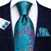 Neckband Hi-Tie Blue Fashion Business Paisley 100% Silk Men's Tie Slips 8,5 cm Band för män Formell lyxig bröllopskvalitet Gravata 230607