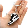 Keychains Lanyards Fashion 100 Styles 3D Basketball Shoes Keychain Stereoscopic Sneakers Key Chain Mini Sport Shoe Keyring Bag Pen Dh8Hp