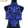 Autres accessoires de mode CUIER Luxury All Glass Gem Crystal Sexy Women Tops Dress Drag Queen Body Chain Nightclub Queen Jewelry Énorme collier pour fille 230607