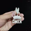 Collane a ciondolo uomo Donne Hip Hop Crystal Crown with King Collana a catena cubana da 13 mm goccia di rapper ghiacciato