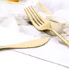 Ensembles de vaisselle miroir 24 pièces ensembles de couverts en or vaisselle de cuisine couteau en acier inoxydable fourchettes cuillères argenterie maison ensemble de couverts ensemble de vaisselle 230607