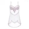 Women's Sleepwear Sexy Pajamas For Women Summer Lace Transparent Lingerie With Underwire Sleep Tops Suspenders Nightdress Panty