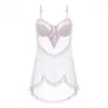 Vêtements de nuit pour femmes Sexy pyjamas pour femmes été dentelle Lingerie transparente avec armatures hauts de nuit bretelles chemise de nuit culotte