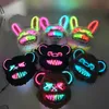 Party-Masken, LED-Licht-up-Maske, blutiges Kaninchen, Cosplay, Halloween, Horror-Killer-Maske, gruseliges Kleid für Erwachsene, Kostüme, Requisiten, volles Gesicht 230607