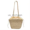 Borse da sera LEFTSIDE Summer Women Weave Straw Tote Bag 2023 New In Travel Beach Bags Handmade Lady Rattan Bucket Shoulder Side Handbags J230608