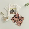 Conjuntos de ropa Moda para niños pequeños Niños bebés Ropa de verano Caballo de dibujos animados Estampado de letras Camisetas de manga corta Pantalones cortos Chándales casuales