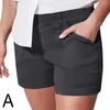 Shorts pour femmes Stretch Twill Poches latérales courtes Doux Pas de bouton décontracté Fermeture à glissière Sensation Pantalon Porter Fitness Flatteur Y0n5