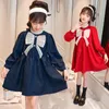 Fille Robes Pour Filles Grand Arc Tricoté Robe Printemps Automne Enfants Style Décontracté Vêtements 6 8 10 12 14