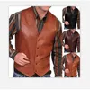 Men's Vests 2023 European And American Men's Fashion Vintage Vest Single-breasted Leather Jacket