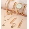 Wristwatches Woman Bracelets Watch Set Luxury Crystal Jewelry Sets For Girlfriend Gifts Women Quartz Watches Necklaces Long Earrings Box