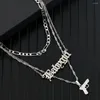 Chains Fashion Silver Color Babygirl Letter Pendant Necklace For Women Multilayer Pistol Metal Chain Rock Hip Hop Jewelry