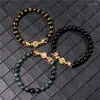 Pulseiras de contas de pedra natural, pingente de bola, cordão, ouro, mineral polar, olho de tigre, contas, nobre, elegante, presente, feminino, masculino