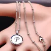 Pendant Necklaces Fashion P Letter Shell Stainless Steel Statement Necklace For Women Bead Silver Color Chain Jewelry Joyas N19266