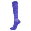 Homme Chaussettes Homme Compression 15-20 MmHg Rayé Genou Haut Séchage rapide Ras du Cou Sport Pour Athlétique Cyclisme Course à Pied Voyage Circulation