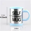 Mugs 400Ml Mug Matic Electric Lazy Self String Cup Coffee Milk Mixing Smart Stainless Steel Mix Drinkware Customized Dbc Drop Delive Dhxmt