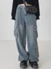 Vrouwen Jeans 2023 Y2k Laagbouw Baggy Retro Streetwear Denim Cargo Broek Losse Casual Harajuku Pocket Patchwork Vrouwen Overalls