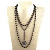 Pendant Necklaces Fashion Bohemian Tribal Jewelry 3 Layer Multiple White Stone Rosary Link & Chain Round Disco