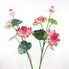 Decorative Flowers 6 Heads Large Lotus Flower Branch With Fake Leaves Artificial Outdoor Home Garden Decor Flores Artificiales Water Plants