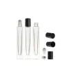 10ml空のペンの正方形のガラスロールボトルのロール金キャップ付きステンレススチールローラーボールエッセンシャルオイル香水トップ品質