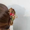 dangle chandelier韓国のチューリップフラワークロー女性のための甘い銀メタル髪の女性ファッションのためのシンプルエレガントな髪のアクセサリー2023 Z0608