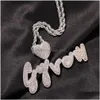 Colliers avec pendentif Collier personnalisé avec nom Hip Hop Az avec coeur en or 18 carats / diamants plaqués Sier cadeau parfait pour lui / sa goutte Dh6Ic