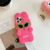 DHL gratuit en gros Corée populaire ins Cartoon Rabbit 3D Case Pour iphone 14 13 12 Pro Max i11 13pro Enfants Antichoc Doux Silicone rose Couverture de Téléphone