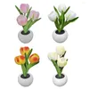 Lampade da tavolo LED Tulip Flower Night Light Vaso di fiori Pianta in vaso Lampada Home Room Decor