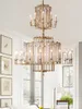 Luxury Coppery Crystal Chandeliers American Classic Long Chandelier Lights Fixture European Art Deco Home Villa LOFT Stairs Way Luminarias Hotel Hall Lobby Lustre