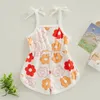 Rompers FOCUSNORM 1-5Y Toddler Girls' Summer Bodysuit Cartoon Print Sleeveless Sling Lace Up Jumpsuit Shorts