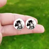 Stud Earrings Goodnight Punpun For Women Girl Glass Cabochon Earings Fashion Jewelry Anime Gift