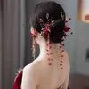 Copricapo da sposa New Red Nappa di alta qualità Coppia Clip laterale Temperamento Moda Accessori per capelli Accessori per abiti da sposa e brindisi