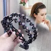 Andra 2022 NYA Fashion Flower Rhinestone Hairband Double Layer Non-Slip Elastic Wave Hair Hoop Kvinnors tillbehör Huvudbonad R230608