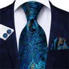 Neckband Hi-Tie Blue Fashion Business Paisley 100% Silk Men's Tie Slips 8,5 cm Band för män Formell lyxig bröllopskvalitet Gravata 230607