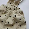 Kombinezon zimowe dzieci szelki spodnie polka kropki w stylu koreański cord unisex dzieci zagęszczają ciepłe małe małe spodnie 230608
