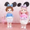 Dockor Beauty Girl BJD Doll 16cm 13 rörligt fog Långt hår 3D Eyes BJD Toy Little Dress Up Make Toys Girls Gift 230608