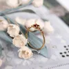 Wedding Rings LAMOON Natural Garnet Ring For Women Gemstone Thin 925 Sterling Silver Gold Vermeil Simple Daily Jewelry Friendship Gift 230608