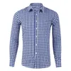 Men's Casual Shirts Male Autumn Plaid Single Pocket Shirt Turn Down Collar Button Long Sleeve Blouse Memory House Slipper