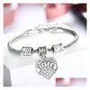 Charm Armband Double Nose Fashion Family Jewel Hjärtform i Rhinestone Sole Sister For Gift Drop Delivery DHFMQ