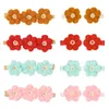 Haarschmuck Häkeln Blumen Baby Stirnband Für Mädchen Clips Kinder Stirnbänder Woolen Haarnadeln Kinder Band Neugeborenen Vintage Requisiten R230608