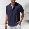 Men's Casual Shirts Chic Summer Shirt Thin Stand Collar Loose Pure Color Men Top Daily Wear