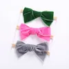 Hair Accessories Velvet Bows Headband For Baby Girl Elastic Bands Kids Princess Toddler Vintage Headbands Traceless Aksesuar New R230608