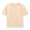 Été enfant en bas âge à manches courtes T-Shirts T-shirts hauts couleur bonbon coton enfants bébé garçons et filles solide col rond t-shirt vêtements